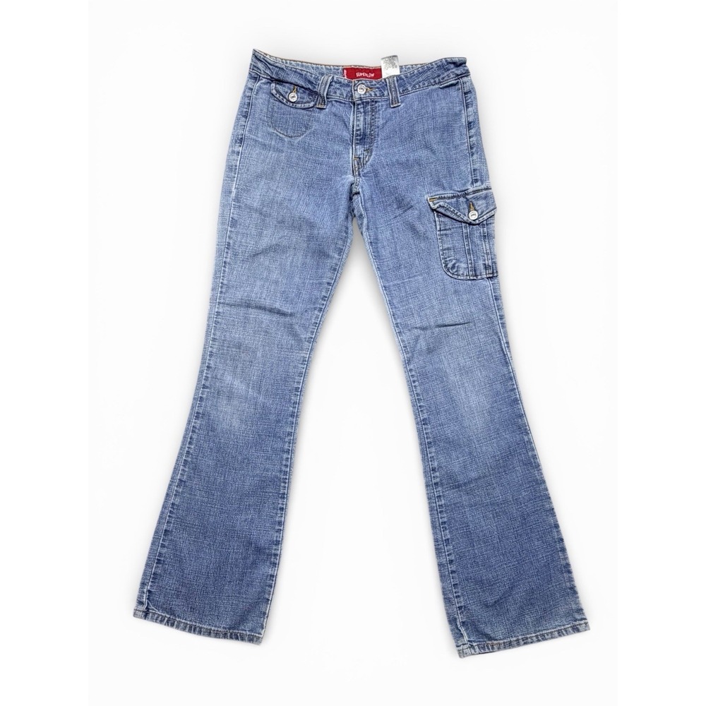 Levi's Super Low Rise Bootcut Cargo Blue Jeans,‎ Y2K Stretch, Size - Juniors 7